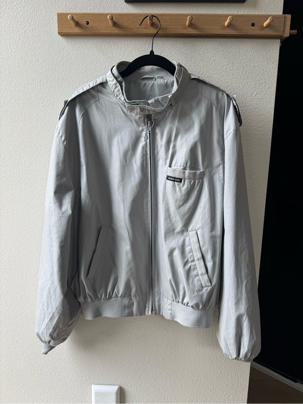 Vintage Members Only Light Gray Bomber Jacket size 45